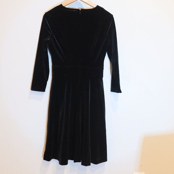 BROOKS BROTHERS velvet dress wrap black long sleeve flare 2 whimsigoth holiday - Picture 2 of 13
